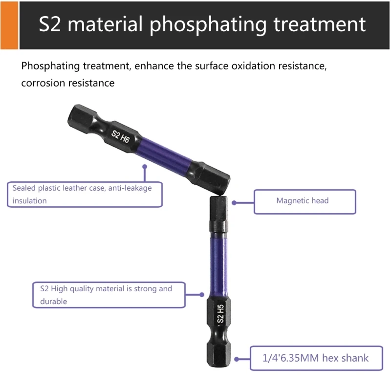 Conjunto bits chave fenda cabeça sextavada impacto com 10 unidades haste hexagonal 1/4 polegada