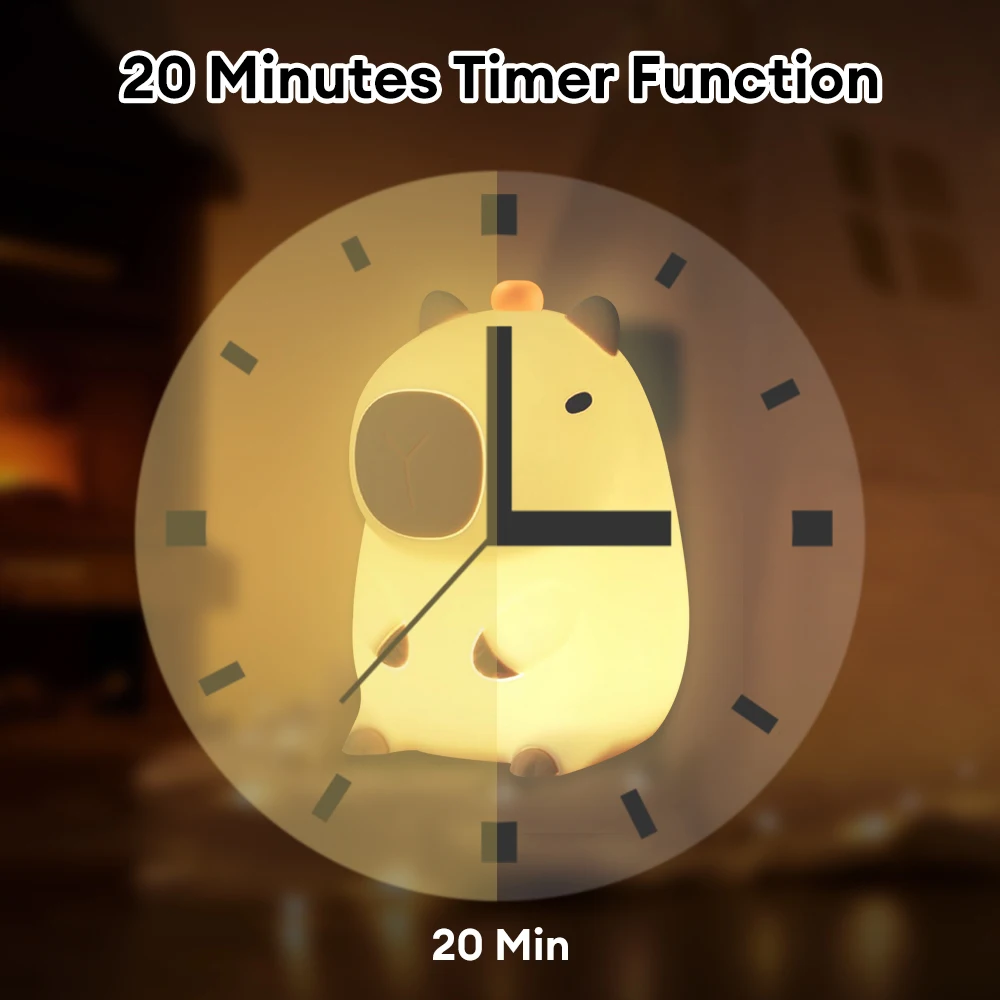 مصباح ليلي على شكل حيوان كابيبارا LED ، سيليكون لطيف ، USB قابل لإعادة الشحن ، مستشعر اللمس ، إضاءة ليلية ، أطفال ، أطفال ، جانب السرير ، ديكور غرفة النوم
