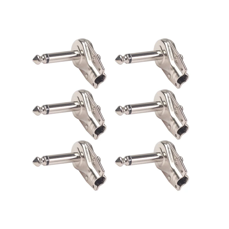 20 قطعة 90 درجة الزاوية اليمنى 6.35 مللي متر أحادية 2 القطب جاك التوصيل 6.35 مللي متر الغيتار فونو فطيرة 1/4 بوصة موصل ، فضي