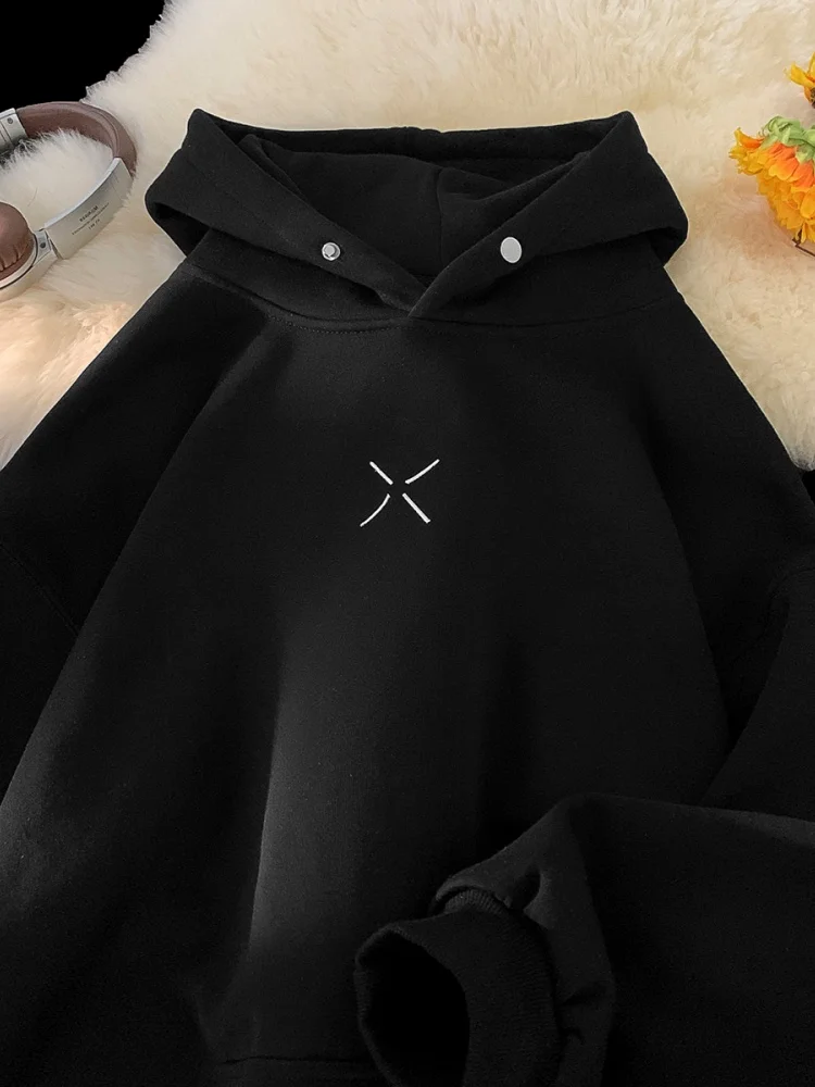 

American Sle Hooded Sweatirt Men's New 2024 Autumn Winter Fce Lined Heavyweight Hardwearing Loose Couple Jaet