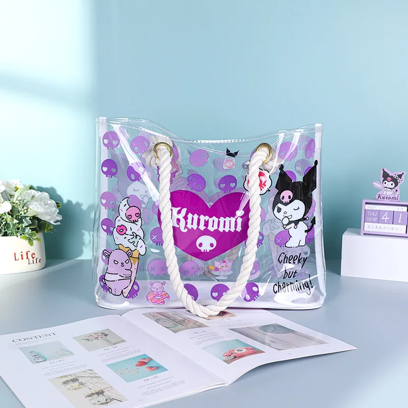 Sac fourre-tout transparent motif Sanurgente Kuromi, sac Kawaii My Melody Sweet initié, sac à sangles en ULpour 03 utilisation