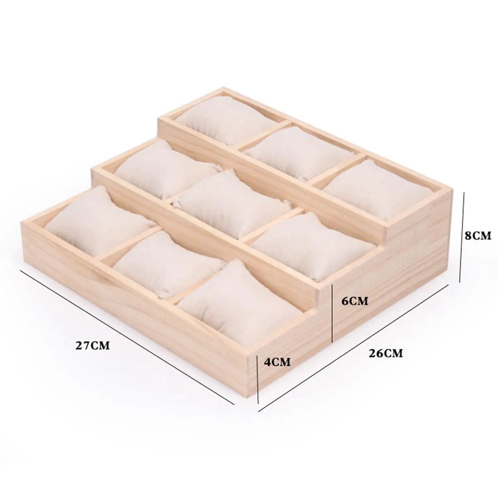 Wood Watch Display Case 9 Grids Jewelry Storage Organizer Box Bracelet Display Tray for Retail Store