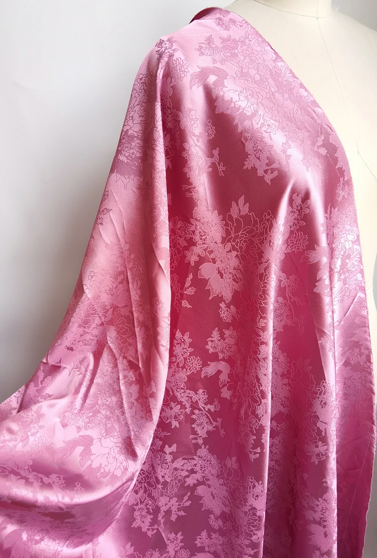 

100cm*148cm Cameo Floral Brocade Fabric - Jacquard Charmeuse Material for Kimono, Dress Making and Special Occasion Apparel