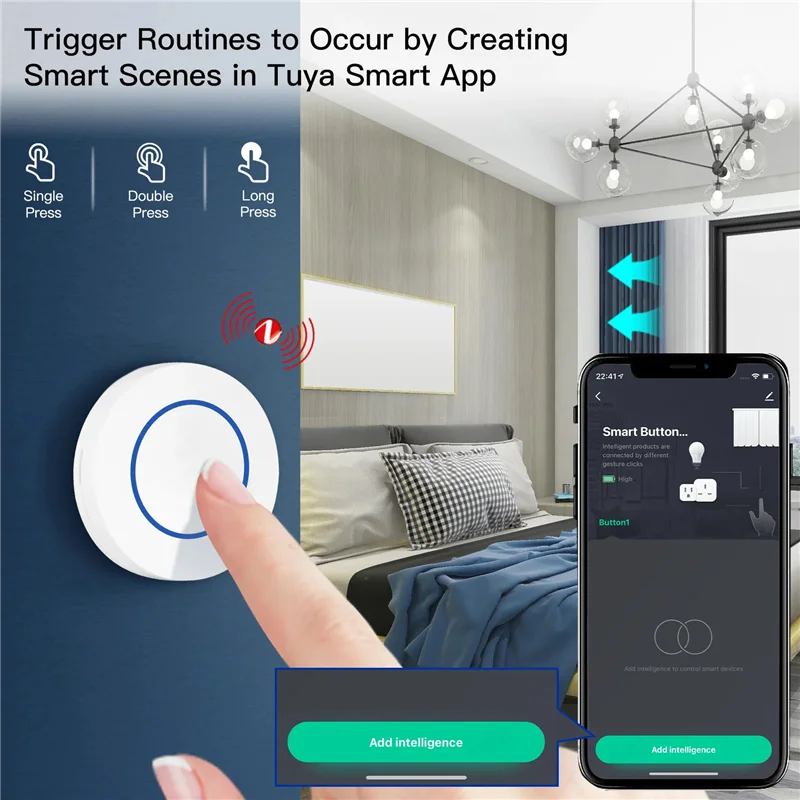 

Кнопка ABVA-Zigbee, беспроводной интеллектуальный переключатель сцен, интеллектуальный переключатель автоматизации, работа с аксессуарами Smart Life
