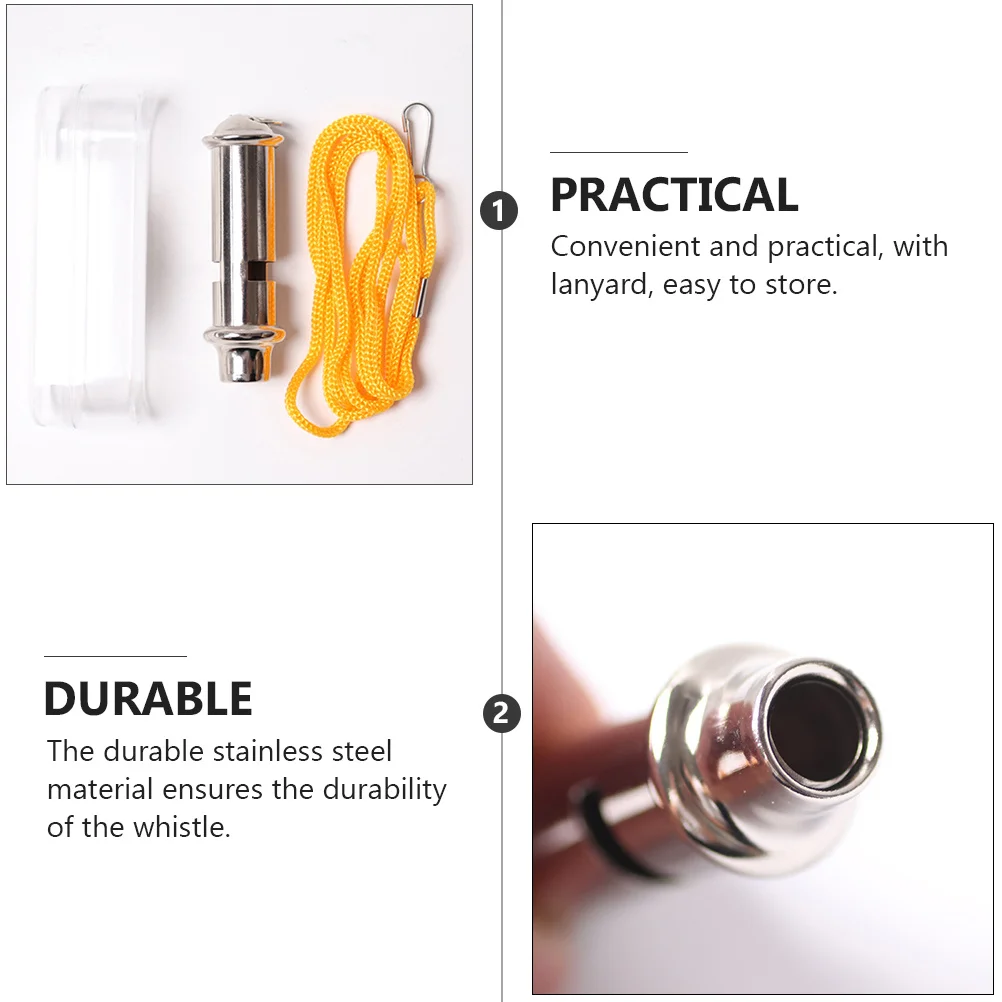 3 قطع من صفارة الفولاذ المقاوم للصدأ المحمولة لتدريب الحمام والرياضة والمساعدة في الهواء الطلق وحجم عالٍ وصوت واضح فضي وأصفر