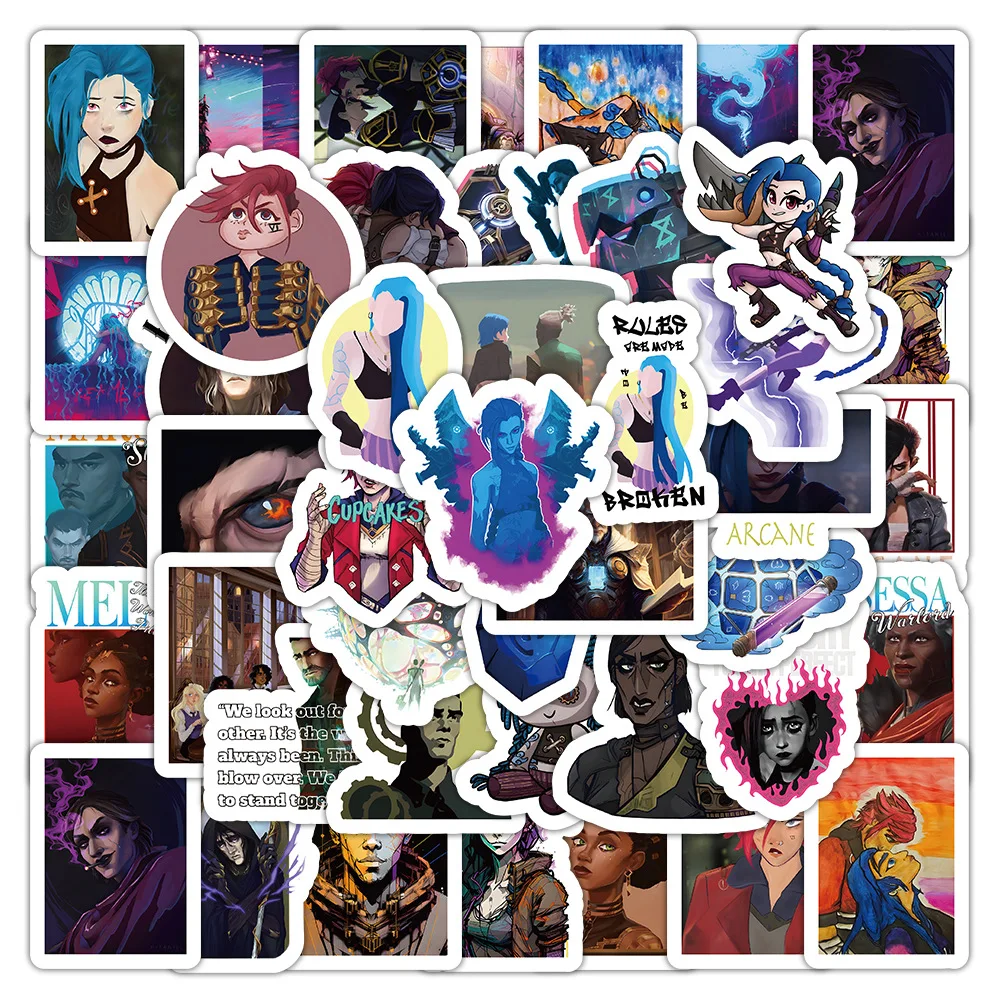 

10/30/50PCS Cartoon Anime Arcane League of Legends Game Sticker DIY Phone Laptop Luggage Skateboard Graffiti Decals Fun for Kid