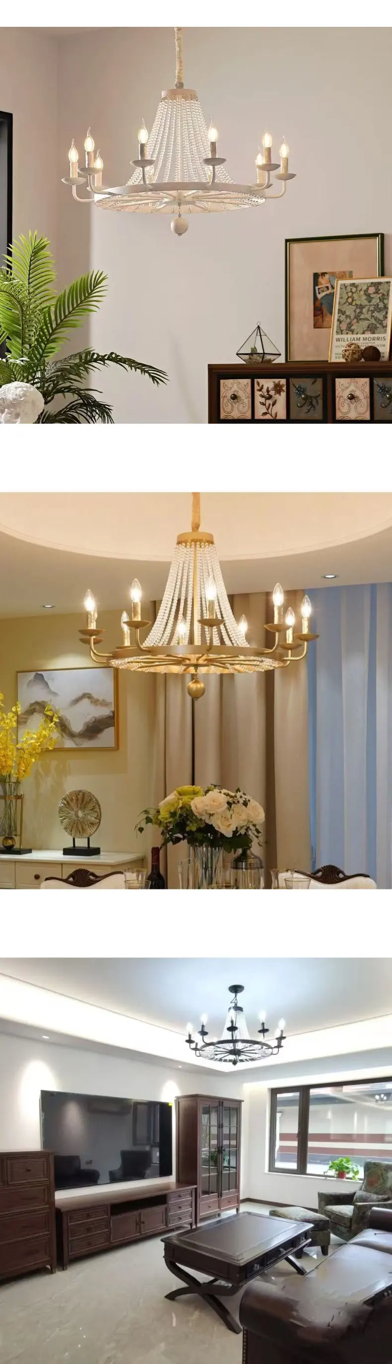 American Retro Crystal Candle E14 Chandelier