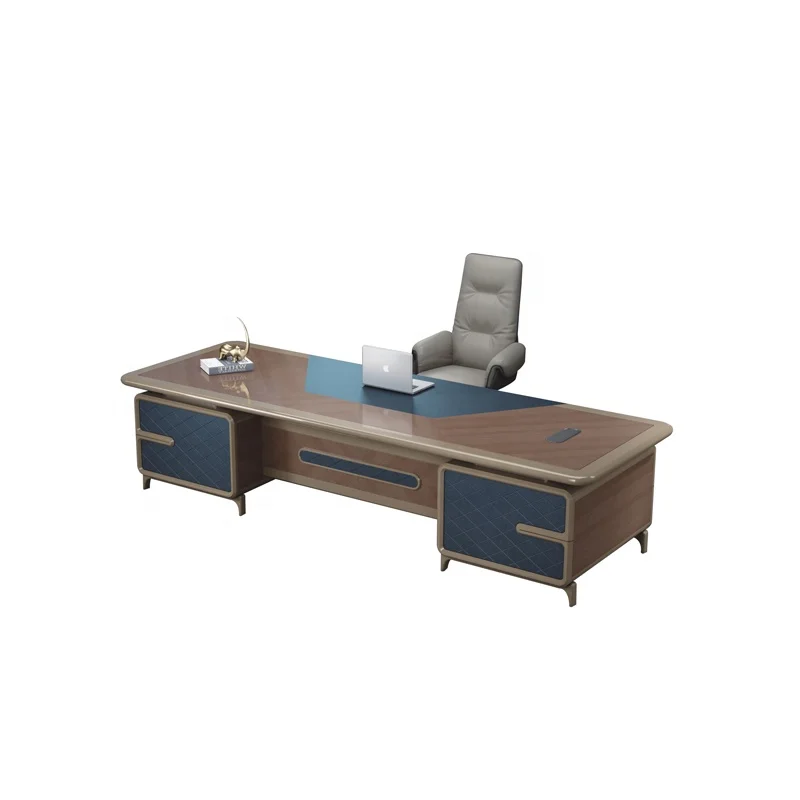Solid Surface Storage Set Office Furniture Office Desk CEO Boss White Luxury Office Building Desk Heavy Duty