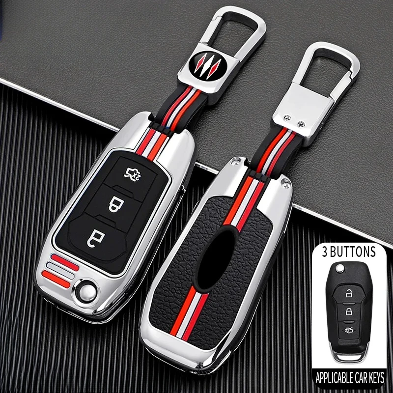 

3 BOTTONS for FORD FUSION MONDEO MUSTANG F-150 LINCOLN EDGE EXPLORER MK 2015 2016 Metal Car Key Cover Fob Case Shell Accessories