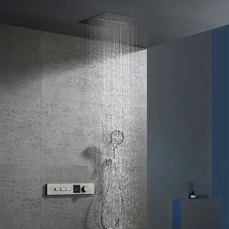 Farrete concealed shower head intelligent temperature control full copper gun gray embedded wall LED digital display button