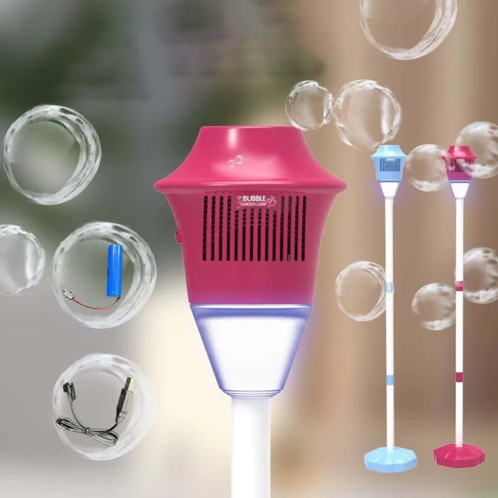 Rechargeable Bubble Maker Automatic With Night Light And Music Vertical Bubbles Machine With Stand Bubble Garden Lamp