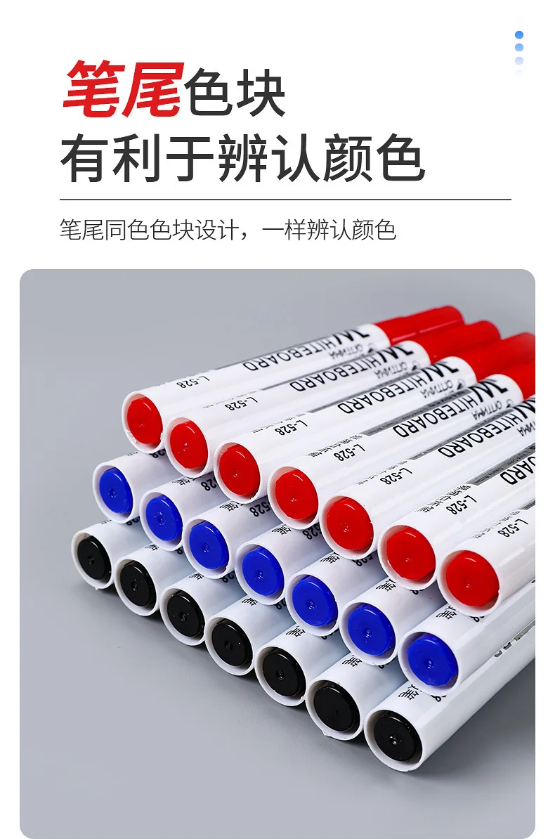 10-teiliges Whiteboard-Marker-Set, 2,0-mm-Spitze, schwarz, blau, rot, Tinte mit hohem Volumen, Büro-Lehrstift, klare Handschrift und einfaches Radieren L-528 – Detail 9