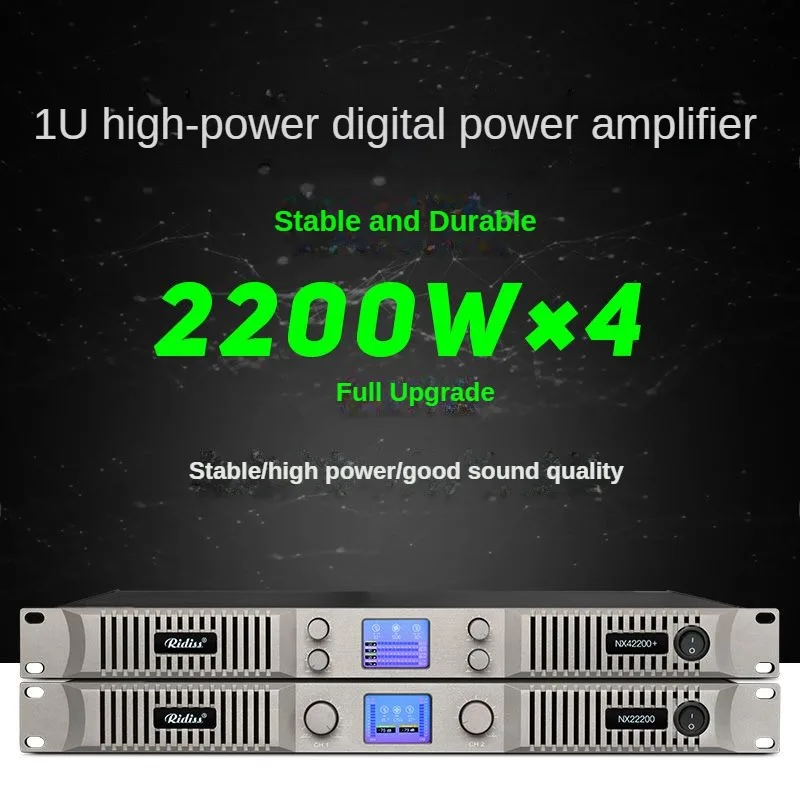 Amplificador de potencia de audio digital ShennDare NX42000, 4 x 2000 W, 2/4 canales, subwoofer para DJ, 2 altavoces de matriz de línea de clase D de 1800 W, amplificador de sonido profesional para escenarios