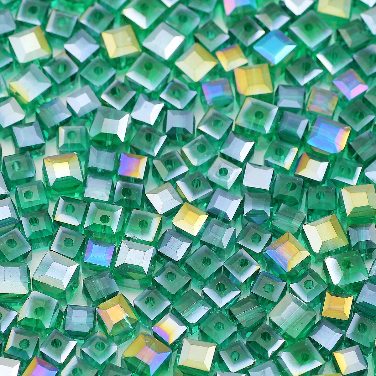 30-200pcs 2/3/4/6/7mm Peacock Green Austrian Faceted Crystal Glass Square Spacer Beads For Jewelry Making Bracelets Necklace DIY