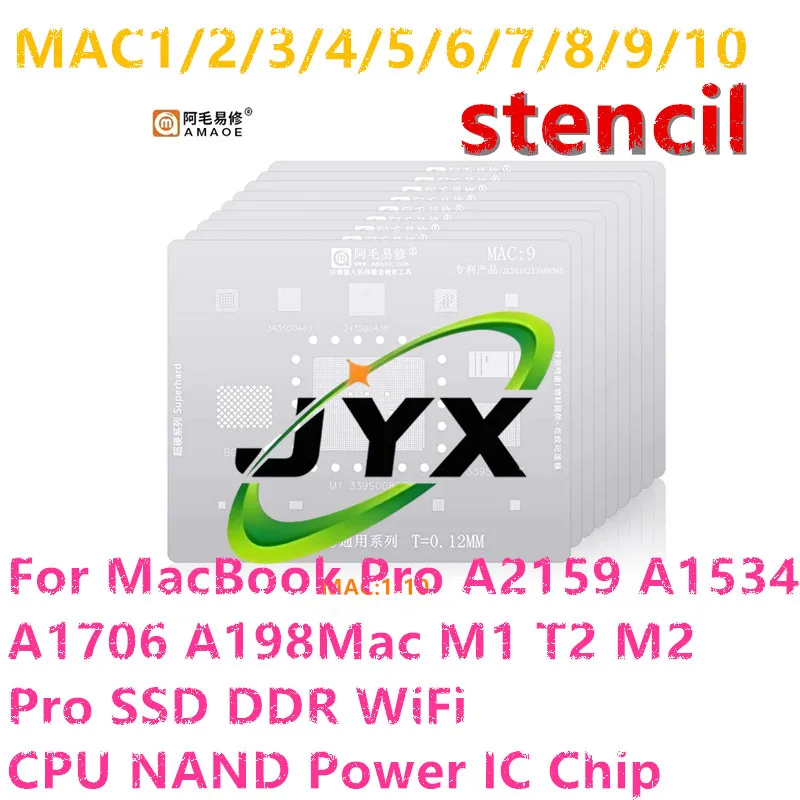 Plantilla de Reballing Amaoe Mac1-10 BGA para MacBook Pro A2159 A1534 A1706 A1989 Mac M1 T2 M2 Pro SSD DDR WiFi CPU NAND Power IC Chip