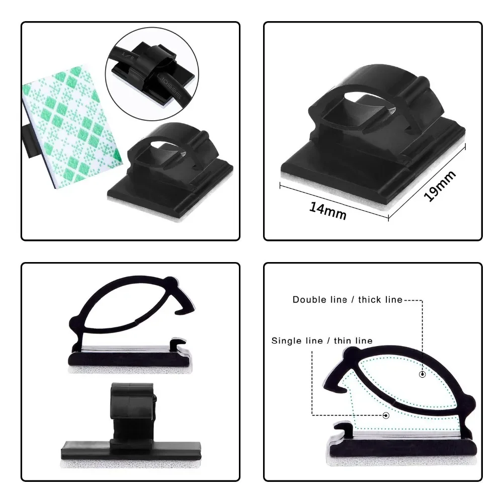 Genuino Adesivo Cavo Pinze Morsetti Auto del Legare del Legame del Supporto del Legare Del Supporto di Goccia per Auto/Office/Home (95-100PCS)