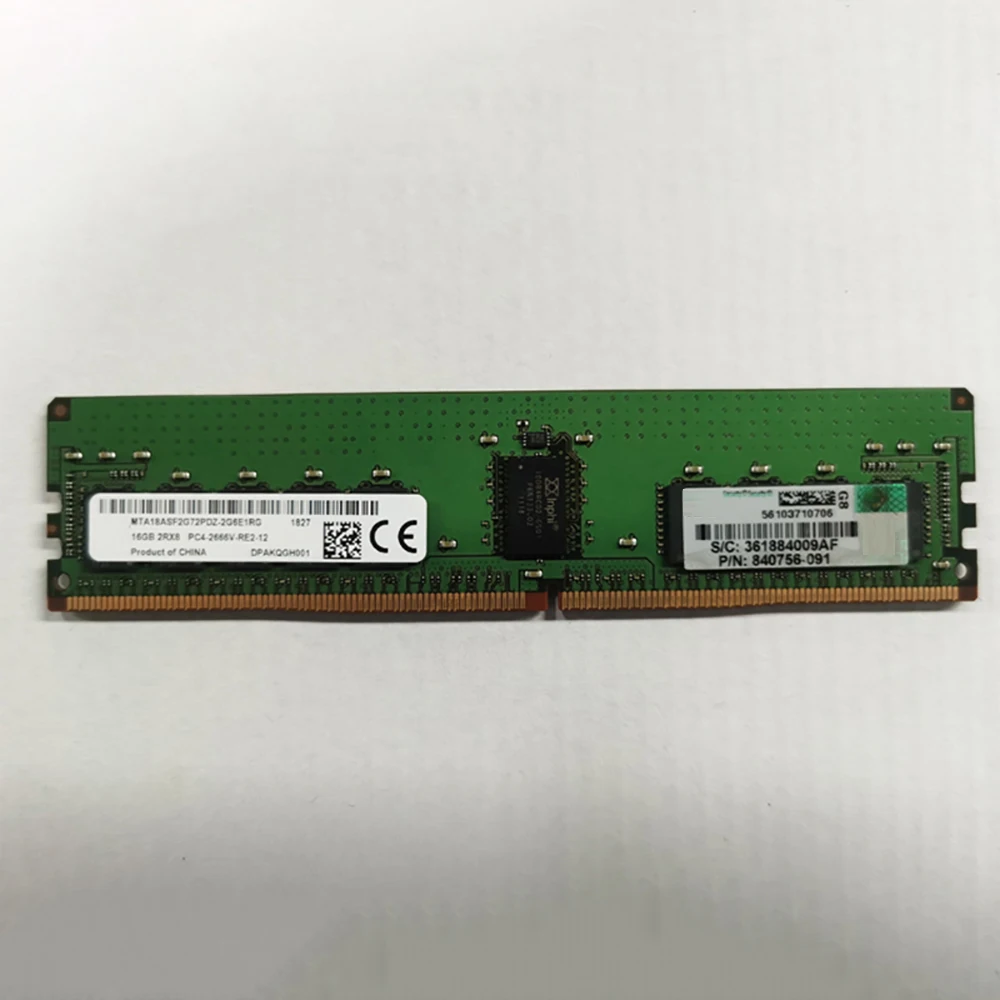 1 Pcs Server Memory For HP G9 GEN10 840756-091 16GB DDR4 2666 2RX8 PC4-2666V REG ECC RAM