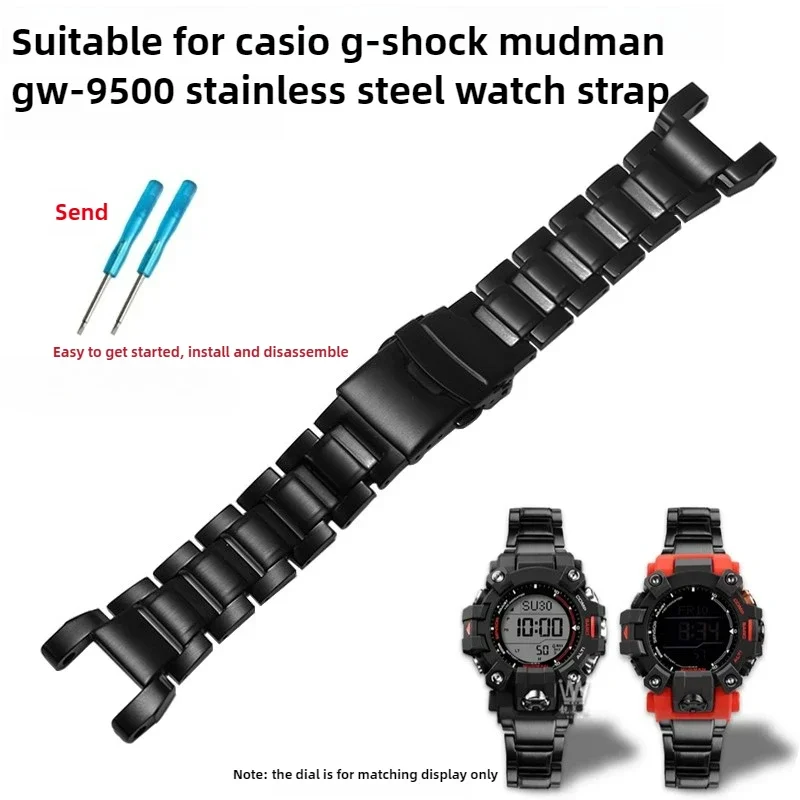 

Ремешок для часов из нержавеющей стали подходит для глиняной фигуры серии Casio G-SHOCK серии GW-9500, профессиональный ремешок из нержавеющей стали