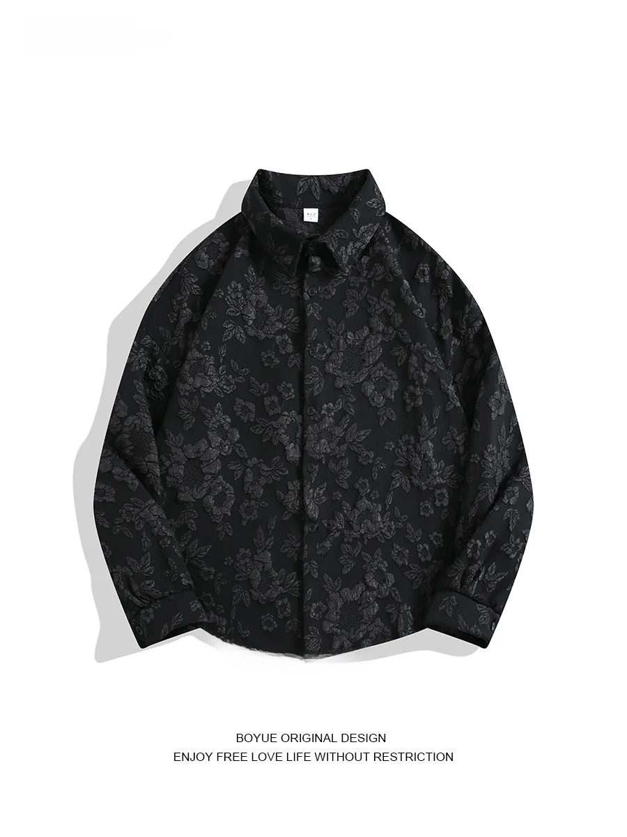 

Boyue Long Sve Faionable Embroidered irt Couple's Formal Wear Summer Youth Loose Fit Chinese Brand Other
