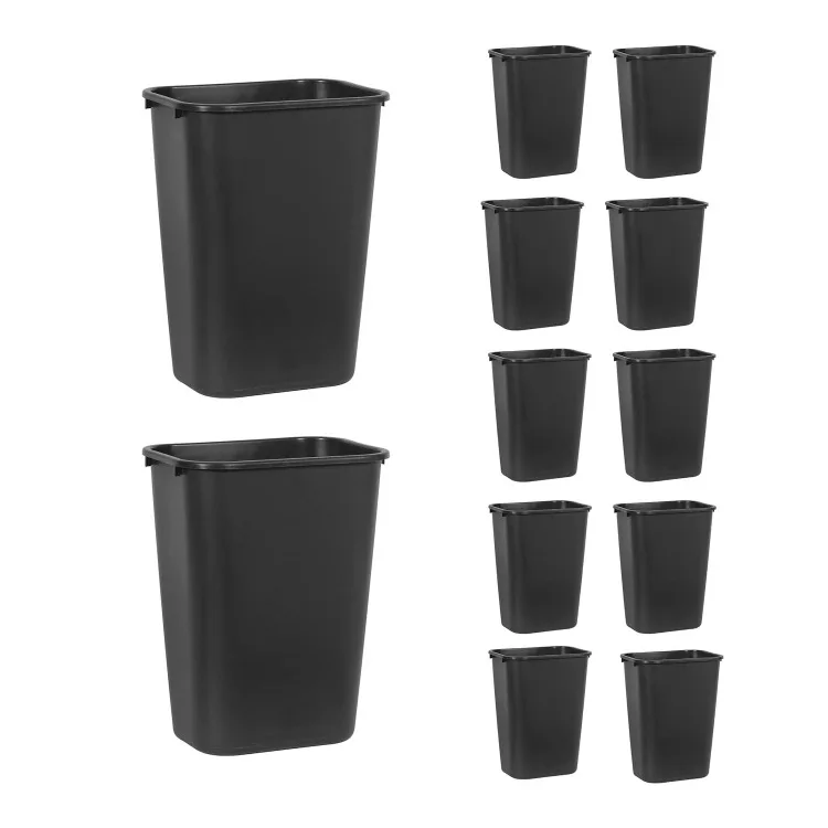 

Commercial Products Resin Wastebasket/Trash Can, 10-Gallon/41-Quart, Black, Plastic, for Bedroom/Bathroom/Office, Fits Under