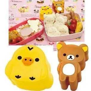 1 para Cute Cartoon Rilakkuma Chicken Rice Ball Mold Bread Biscuit Diy Modeling Mold Kids Meal Sushi Rice Ball Bento Mold