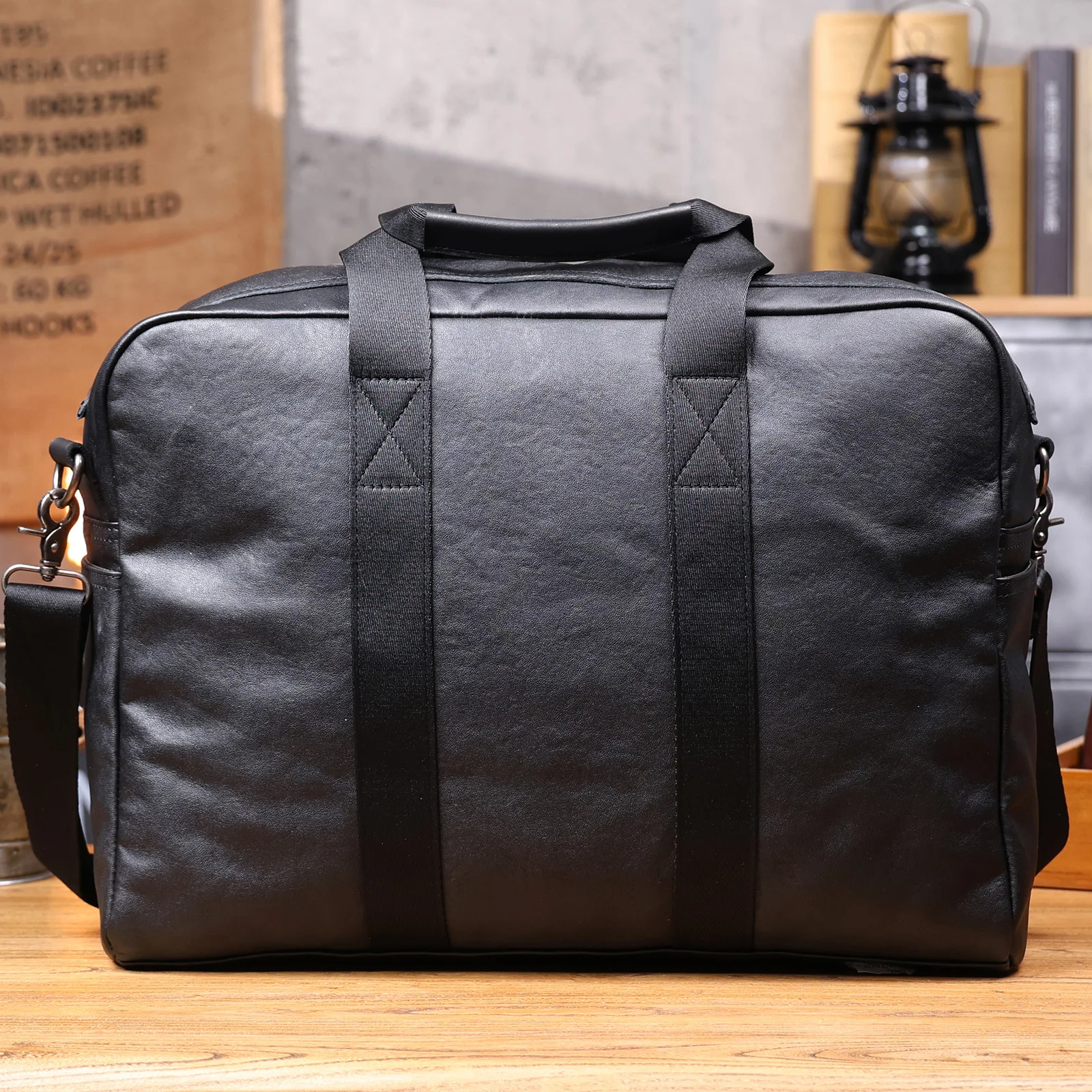 S.WORKER Vintage Echtleder Weekender Reisetasche Herren Top-Grain Rindsleder Handtasche Modische Sporttasche Handgepäck – Detail 8