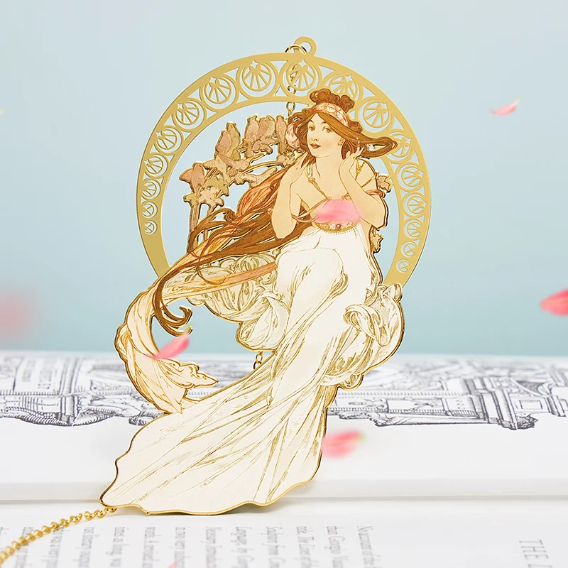 1 إشارات مرجعية توضيحية للفنون من Mucha - موسيقى، ريترو أدبي، براعة رائعة، إشارات مرجعية نحاسية، هدايا العيد #3