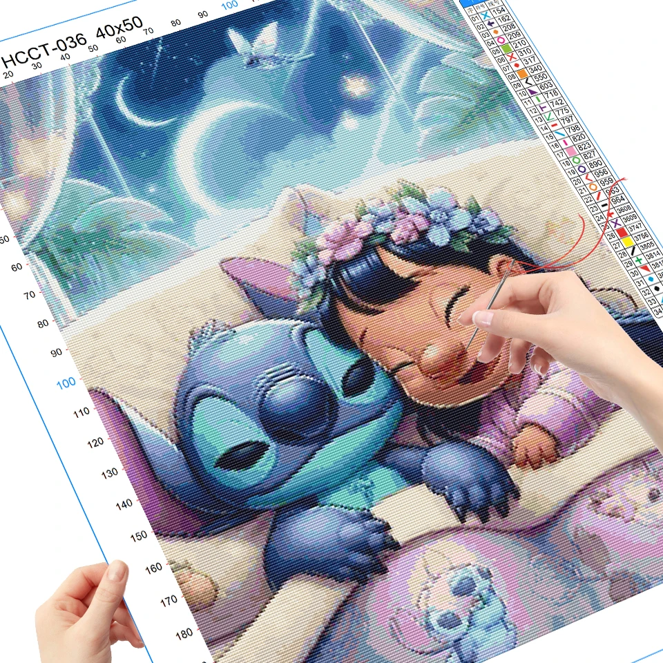 Disney DIY Cross Stitch Cartoon 11ct 14ct Unprinted Printed Canvas Girl Embroidery Lilo & Stitch Wall Art Handmade