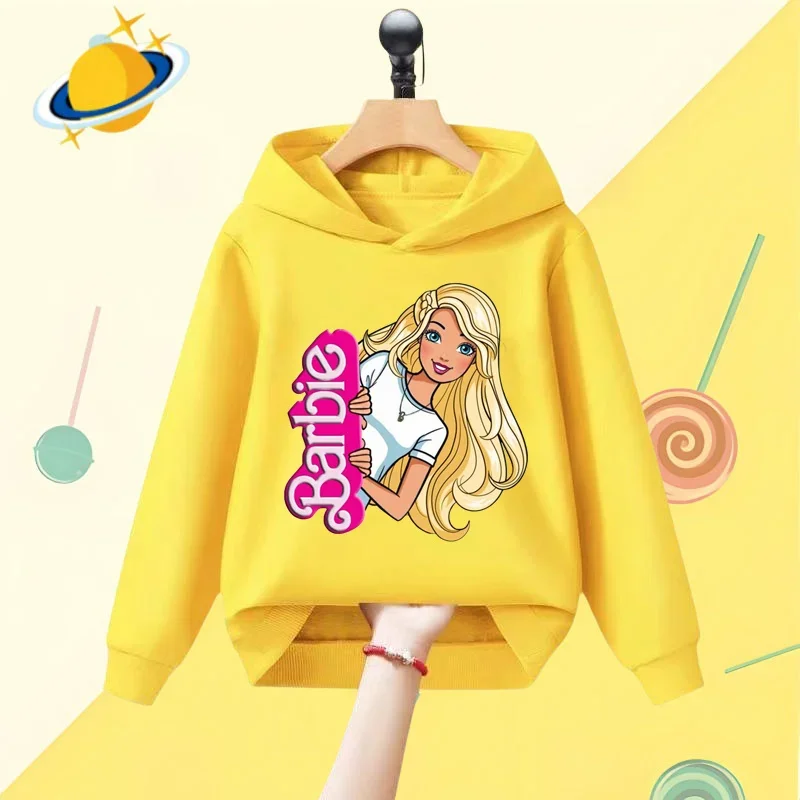 Barbie children\'s hoodie Disney cartoon print Autumn Winter long sleeve sweatshirt Boys girls Kawaii 2 pieces Harajuku anime