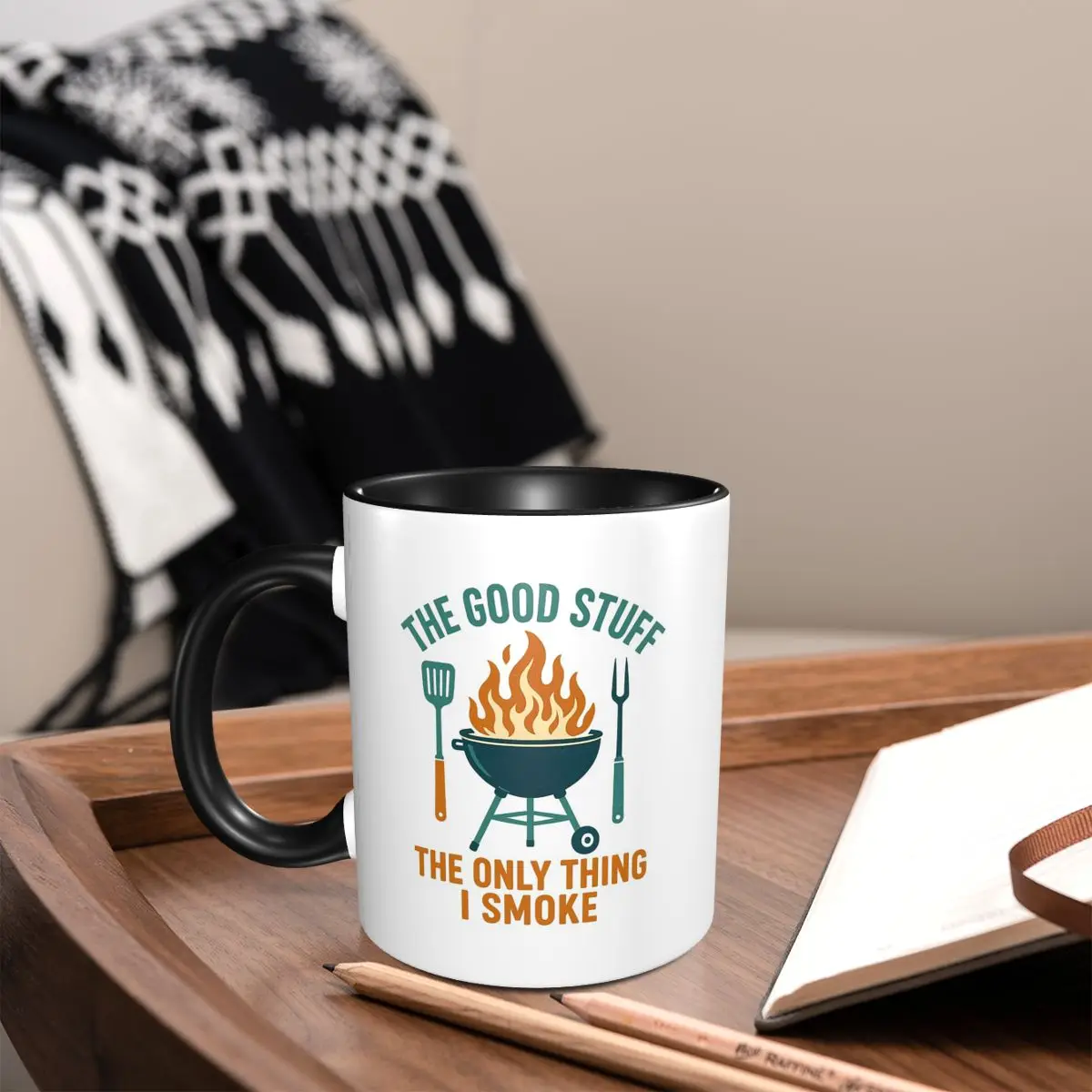 I Only Smoke The Good Stuff BBQ Grilling Mug Funny Ceramic Coffee Cups Tea Mugs Milk Cup Drinkware Gift for Woman Man