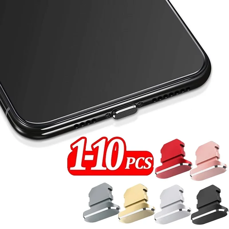 10PCS Aluminum Alloy Metal Plugs For iPhone 14 13 12 Smartphone Waterproof Anti Dust Plug For Apple Series Lightning Port Cover