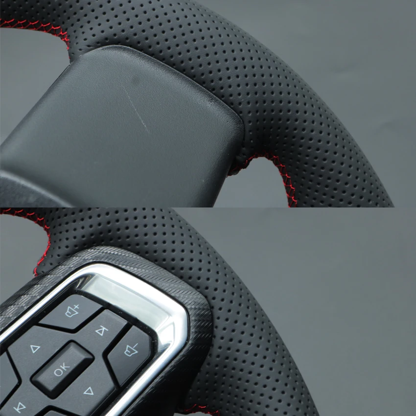 Black Faux Leather Car Steering Wheel Cover For Ford Mustang Ecoboost S650 Dark Horse 2024 2025