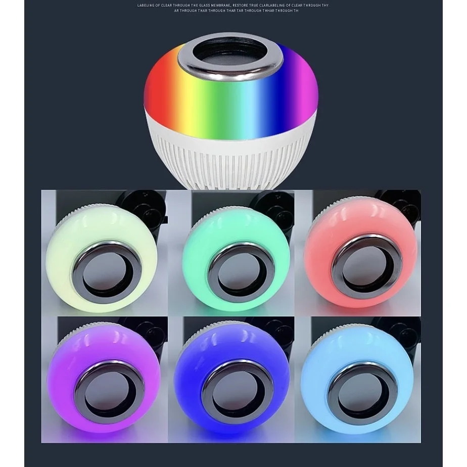 Lâmpada LED RGB Controle Remoto, Bluetooth Speaker, Caixa De Som, 12W