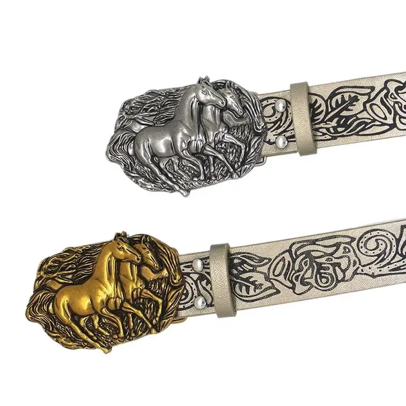 مزدوج الحصان الرجعية حزام معدني مشبك قبعات رعاة البقر الغربية حبل مشبك ملحق للجنسين مشبك ناعم