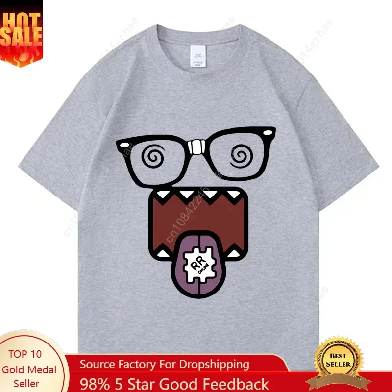 Domo Kun Funny Meme T Shirts Men's Women Clothes Classic Cotton Casual Tee Shirts Short Sleeve Summer T-shirt Tops Streetwear