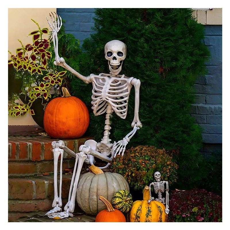 

Halloween Skull Skeleton Human Shape Posable Plastic Skeleton Scary Skeleton For Halloween Haunted House Yard Graveyard Props