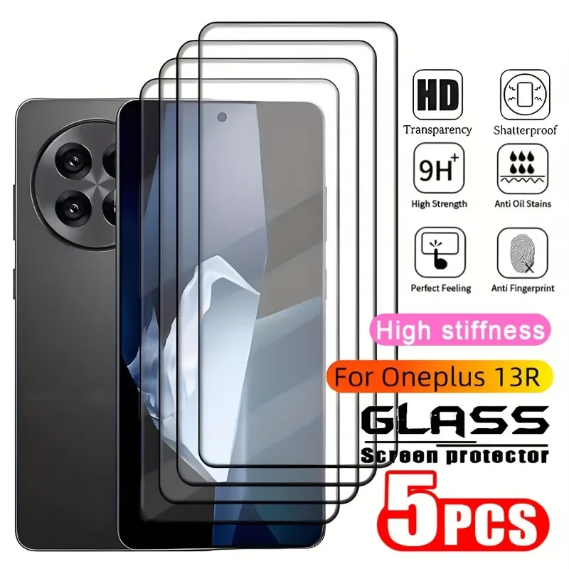 

5Pcs Tempered Glass Screen Protector Suitable for OnePlus 11 11R 12 12R 13 13T 13R 10t With 9H Hardness Scratch Resistant Glass