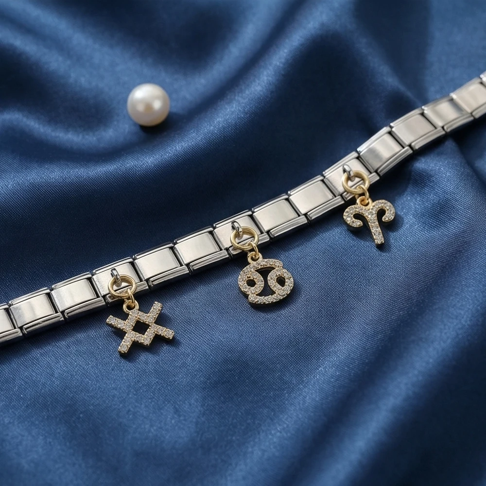 2026 Trendiger Zwölf-Sternzeichen-Anhänger, italienische Gliederkette, passend für 9mm Edelstahlarmbänder, DIY-Schmuck für Damen und Herren, Geschenke – Detail 5