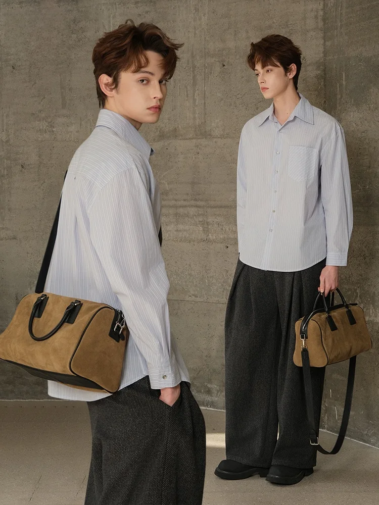 Leather Pillow Bag Single Shoulder Crossbody Handbag for Men Casual Commuting Bag SFREEYA Cowhide Leather Square Shape