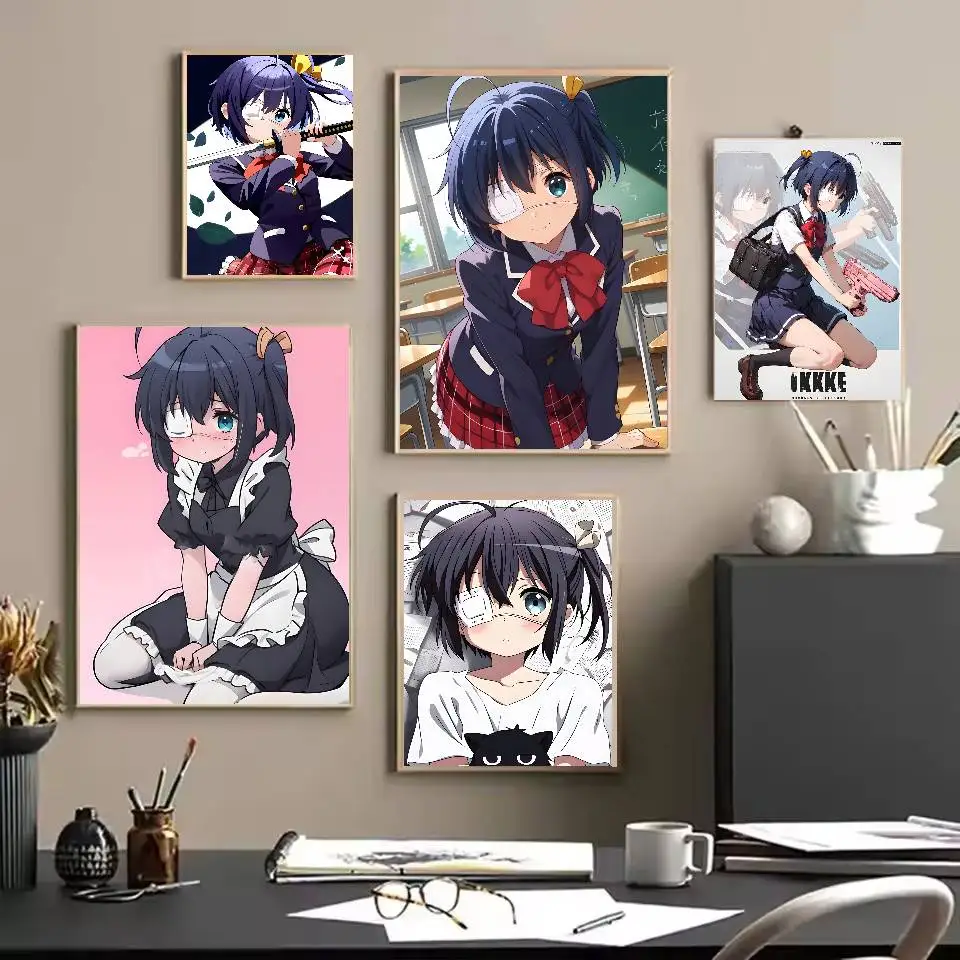 أنيمي الحب Chunibyo الأوهام الأخرى تاكاناشي ريكا ملصق ذاتية اللصق الفن ورق مقاوم للماء ملصق جدار غرفة المقهى