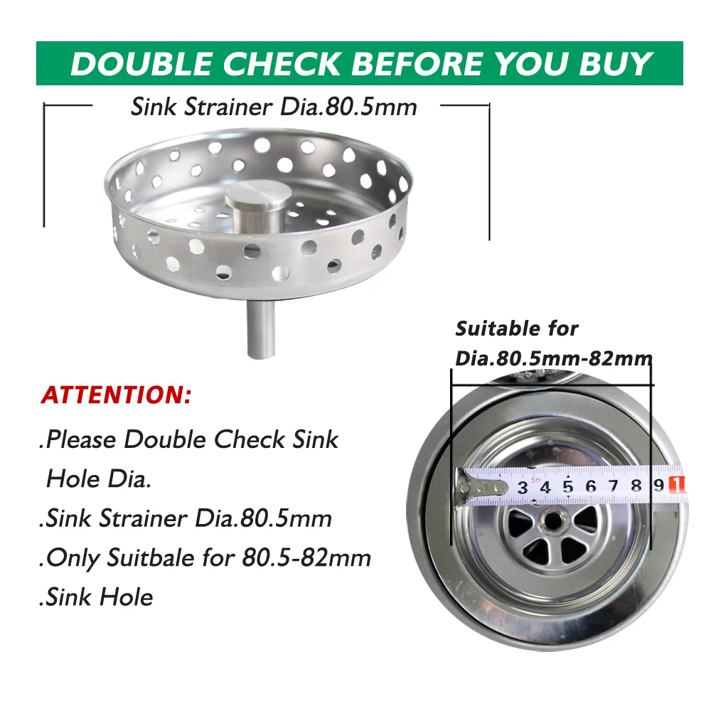 Talea Aanrecht Drain Stopper Rvs Spoelbak Afvoer Zeef 8.05Cm Mand Filter QS652