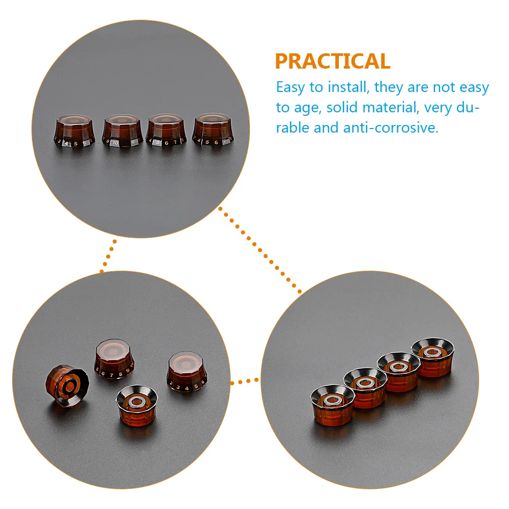 

4 Pcs Black Edge Guitar Volume Knobs Durable Plastic Potentiometer Caps Electric Bass Musical Instrument Accessories Tone