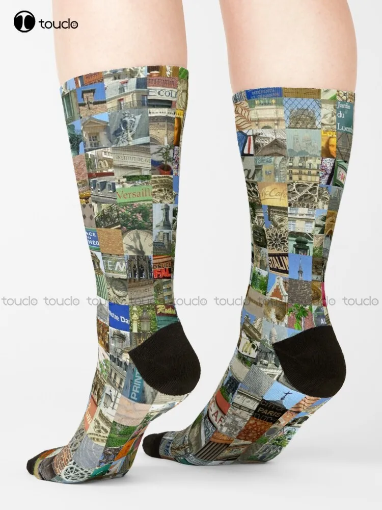 Paris France Socks Funny Socks Personalized Custom 360° Digital Print Gift Harajuku Unisex Adult Teen Youth Socks Colorful Retro