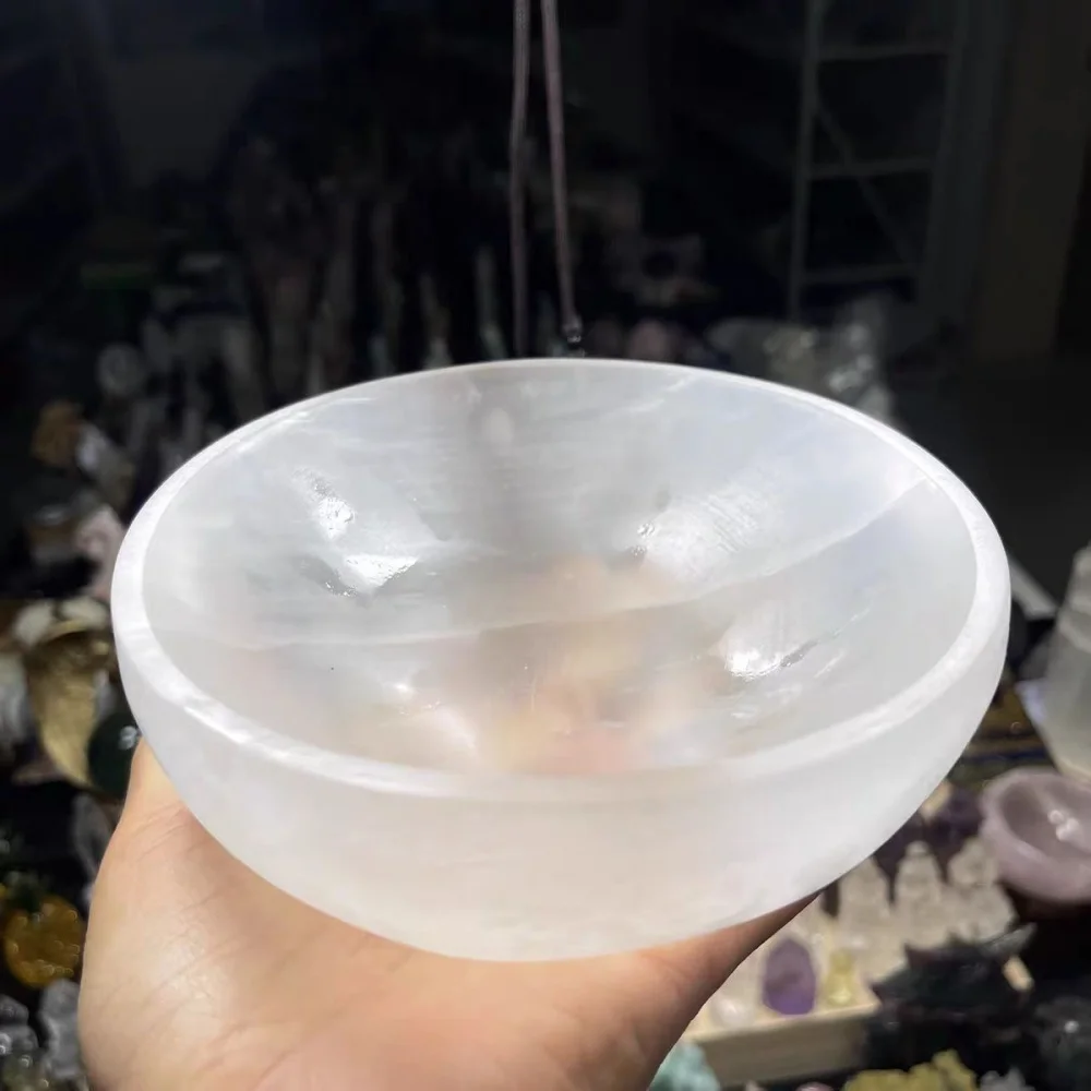 Bol en sélénite naturelle, bol en gypse en cristal de quartz blanc, minéral, Reiki, guérison, démagnétisation