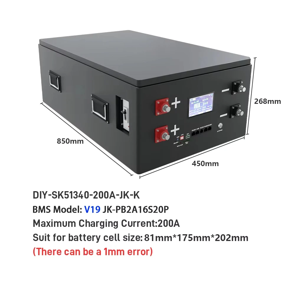 

New JK V19 BMS DIY Box 16S 51.2V Gotion 340Ah~330Ah Lifepo4 Battery Case +All Parts Pre-installation+RS485/CAN/ORS232+Stainless