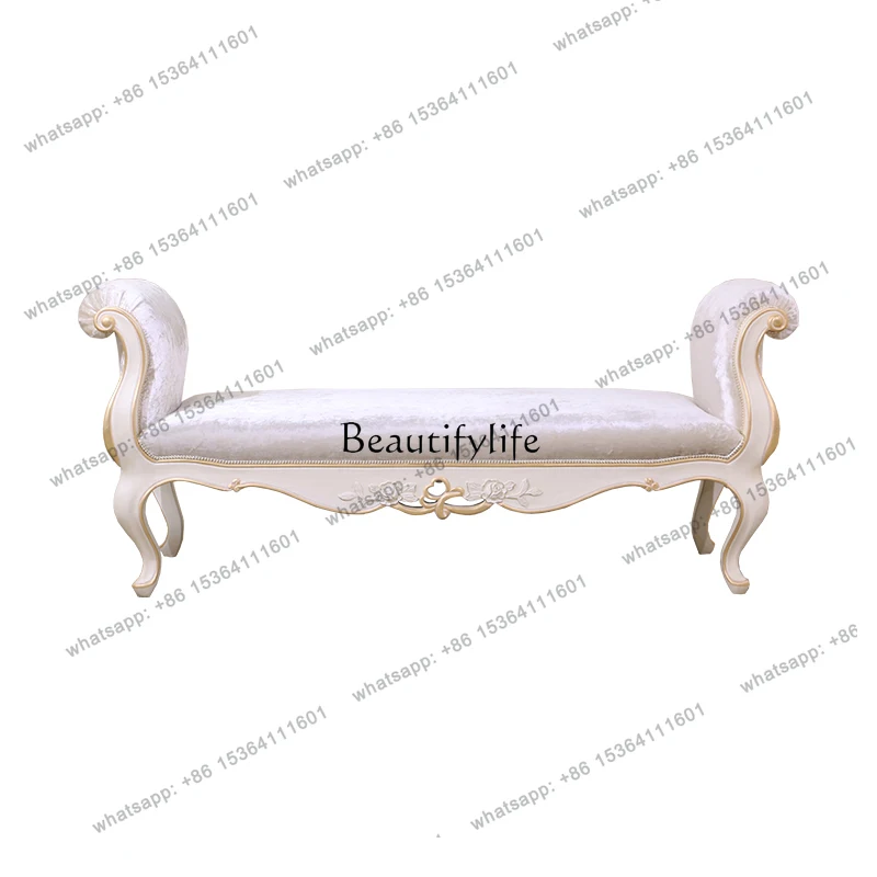 

56European court retro gold-painted bedside chair bedside makeup stool solid wood bedside stool