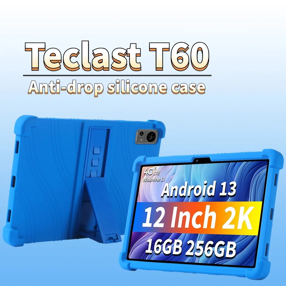 For Teclast T60 2023 Tablet Case Shockproof Airbags Soft Silicone Teclast T60 12inch Ajustable Stand Precise Cutouts Cover