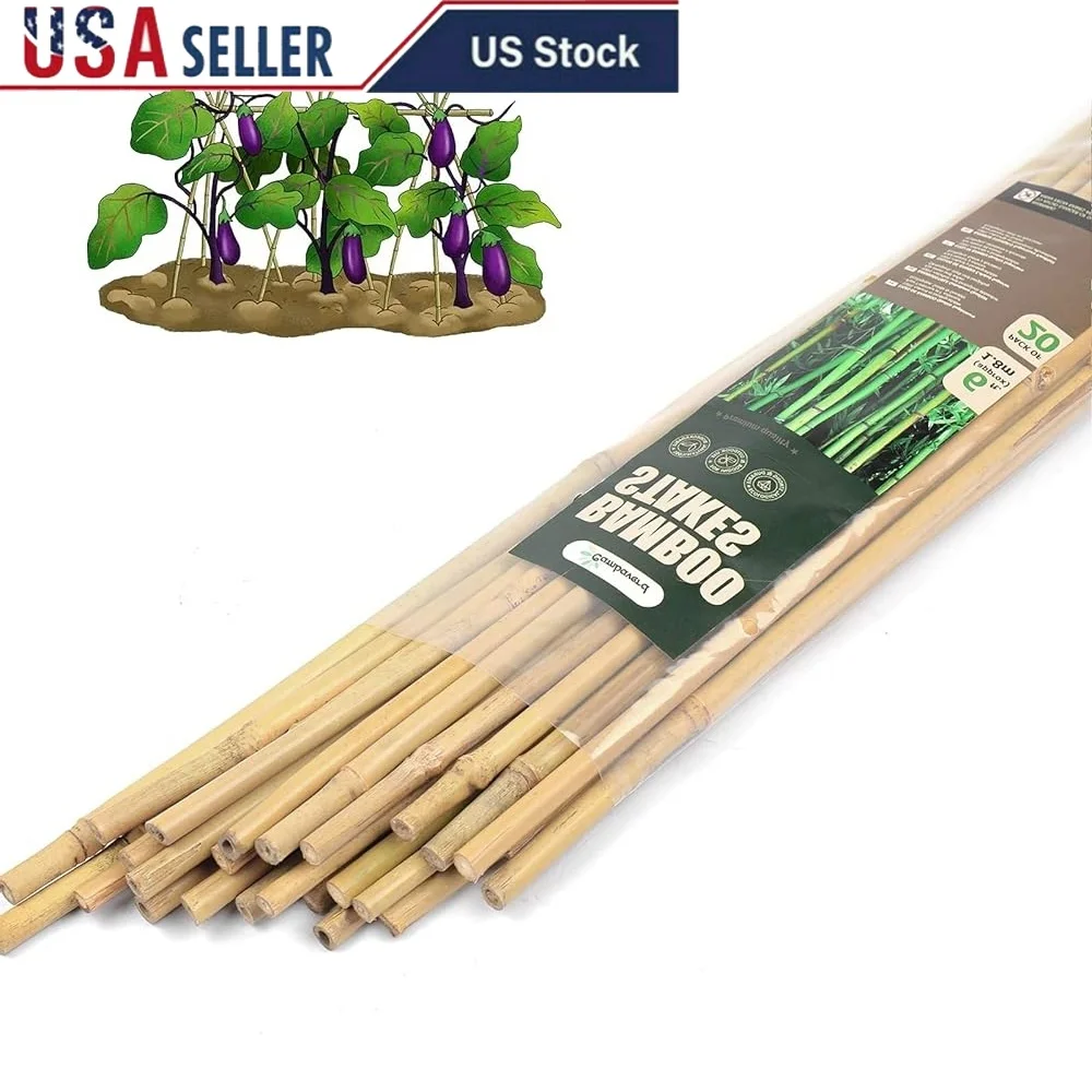 

6ft Bamboo Garden Stakes Pack of 20 Eco-Friendly Plant Supports Tomatoes Beans Climbing Plants Flexible Strong Natural Material
