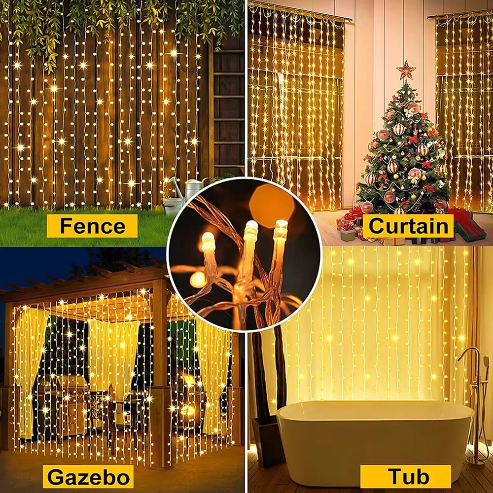 LED Solar lcicle String Lights Outdoor Curtain Fairy Lights 8 Modes Christmas Landscape Lights Party Garden Decoration Light