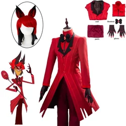 Hazbin Cosplay strój hotelowy ALASTOR przebranie na karnawał dorosłych mężczyzn Halloween karnawał stroje świąteczne czerwony garnitur Anime Cosplay